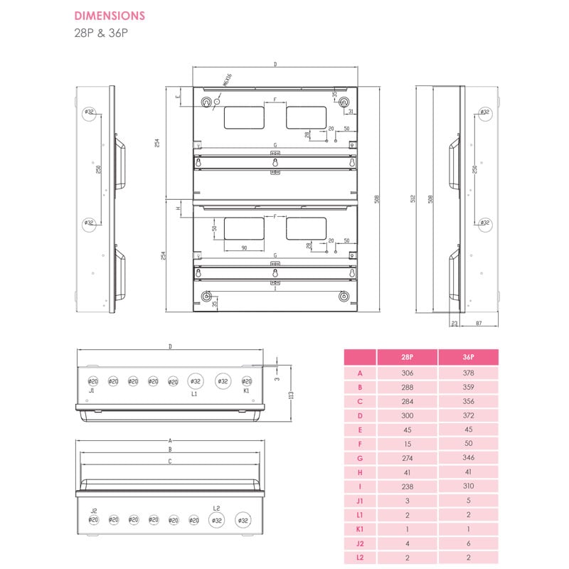 Double row consumer unit drawing