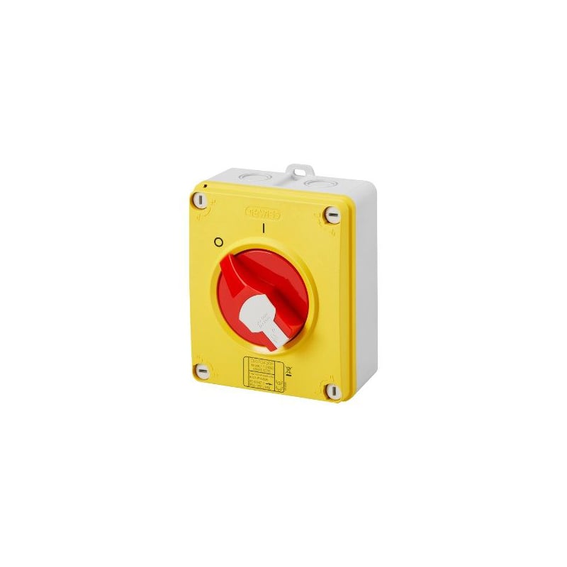 Gewiss Lockable Red Knob Rotary Isolator Switch HP Emergency