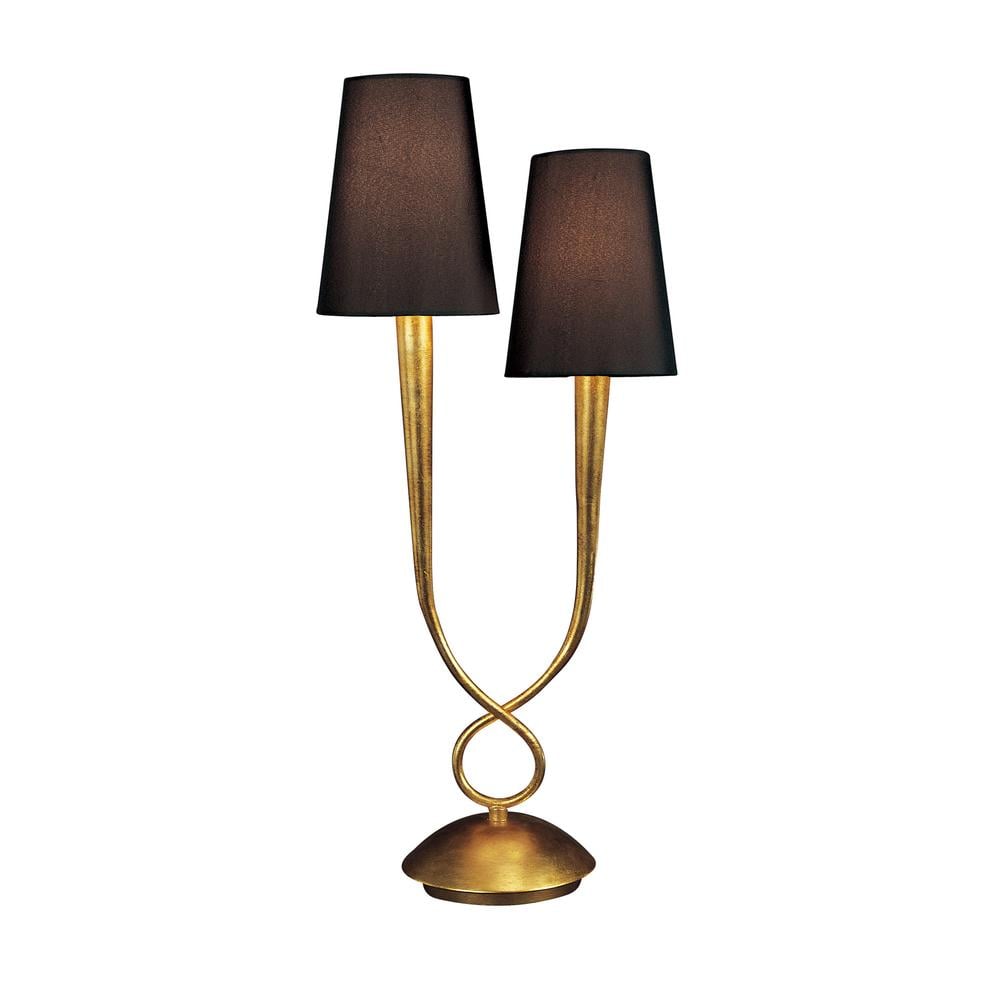 Photos - Desk Lamp MANTRA Paola Table Lamp 2 Light E14 Gold Painted With Black Shades M0546/BS 